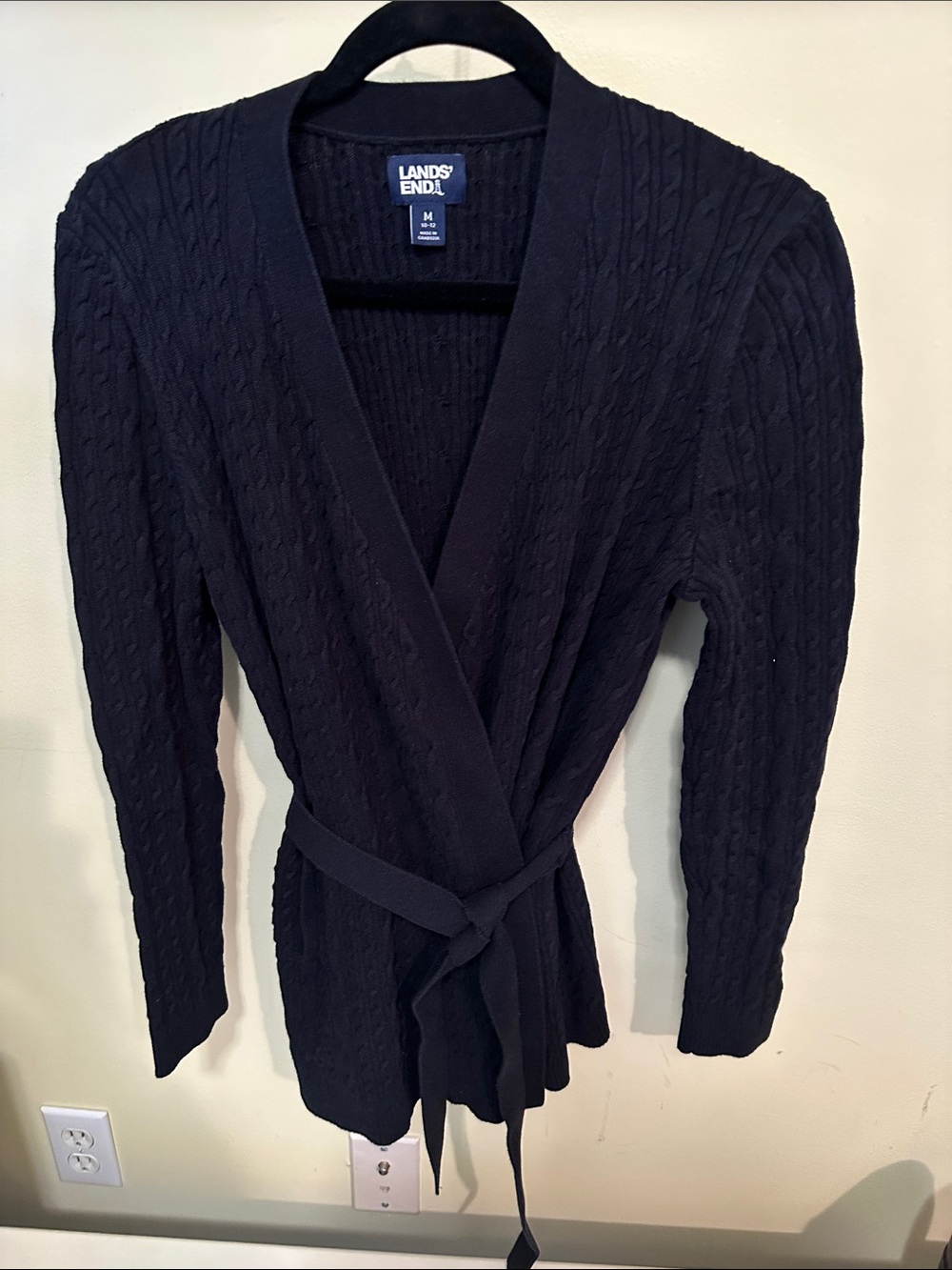 Land's End Wrap Sweater M Black